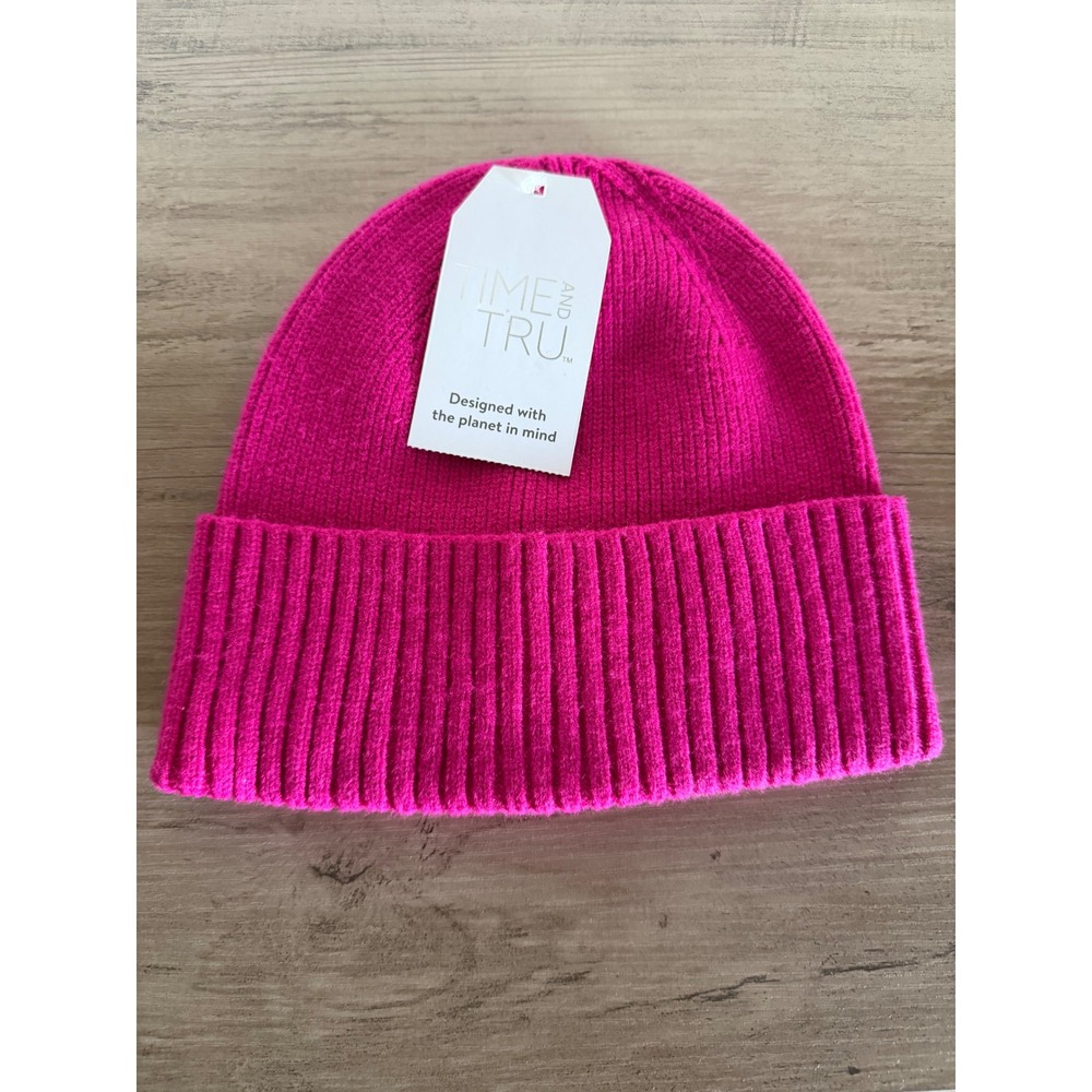 Women ribbed beanie hot pink